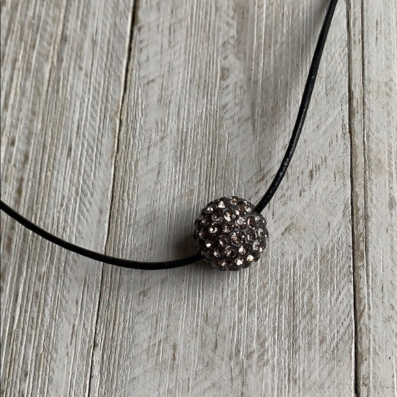 engineeratplay Jewelry - Gunmetal Crystal & Leather Cord Necklace NEW
